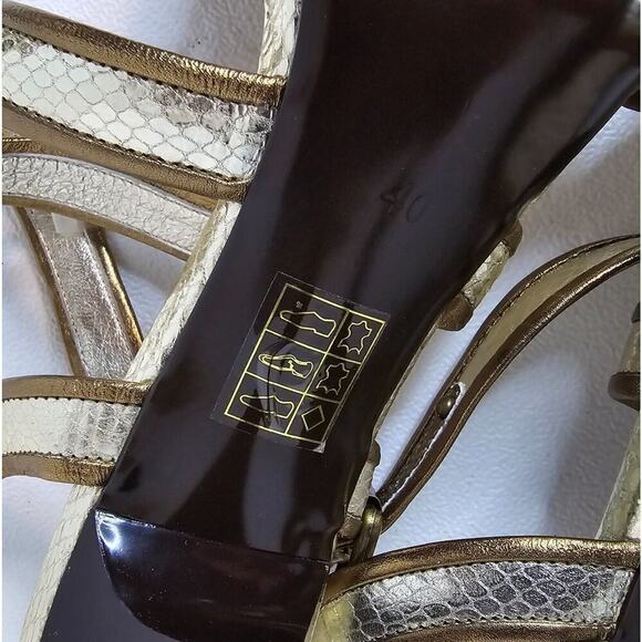 Women's shoes CafèNOIR EU 40 (US 9) Sandals Heels gold/bronze trim leather NEW - Picture 9 of 10